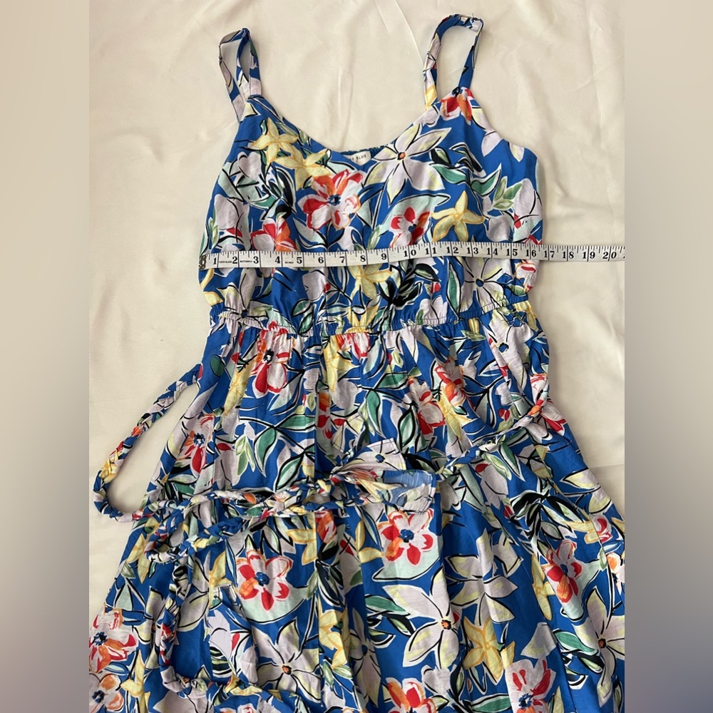 Skies Are Blue Curvy Women’s Belted Blue Floral Dress, Size 1X, Beach, Resort - Picture 8 of 9